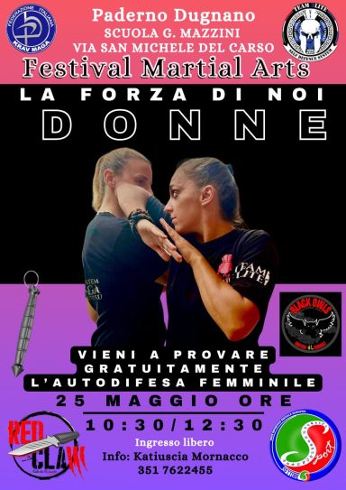 locandina di promozione difesa personale per le donne Uno dei tanti Stage di Katiuscia Mornacco per promuovere la difesa personale alle donne.
